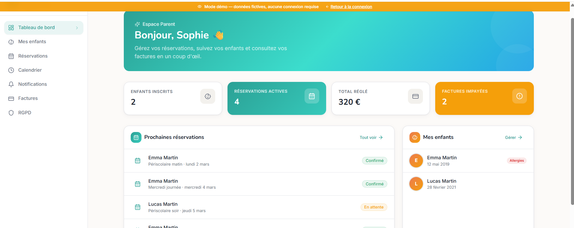 GardeApp — Gestion complète de structure périscolaire
