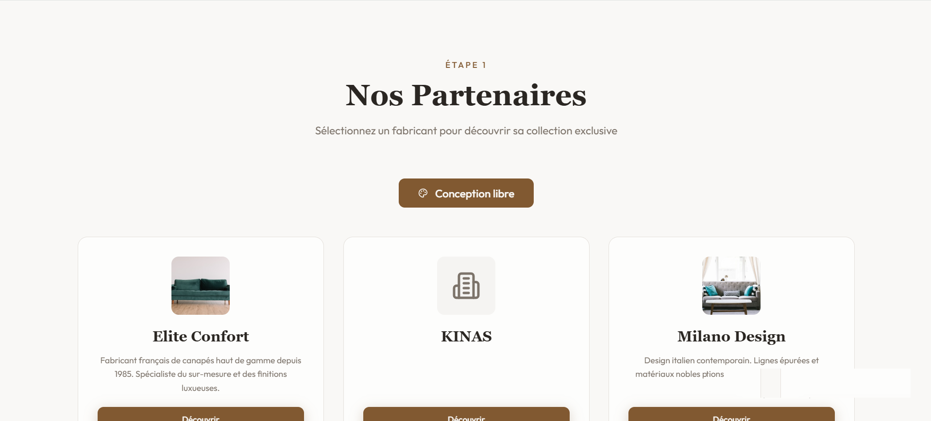 Étape 1 — sélection du fabricant partenaire ou conception libre